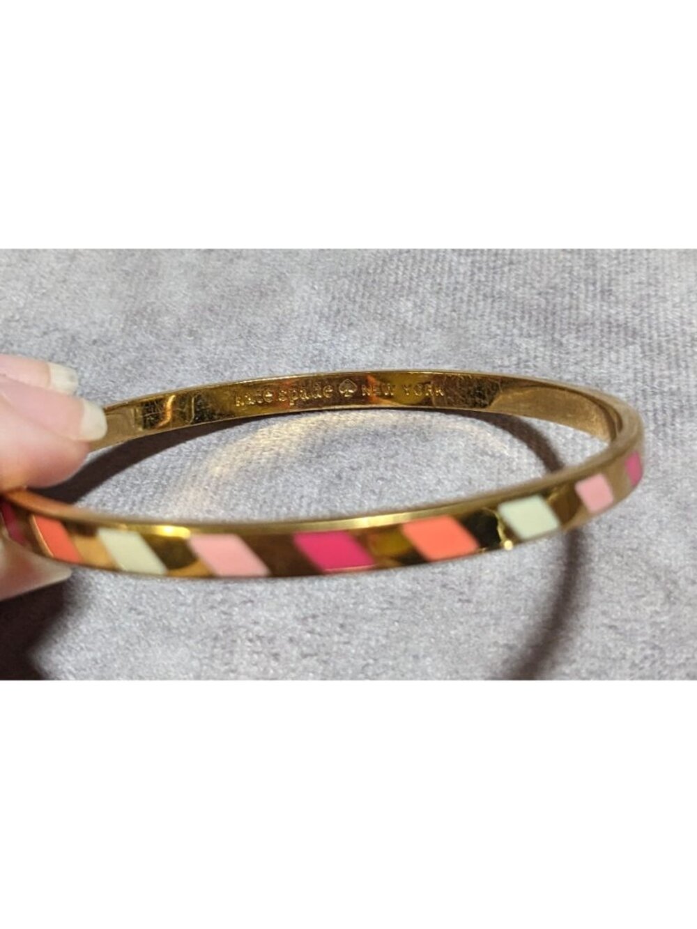 Kate Spade Three Cheers Enamel Bangle Bracelet Goldtone Multicolor - Picture 6 of 9